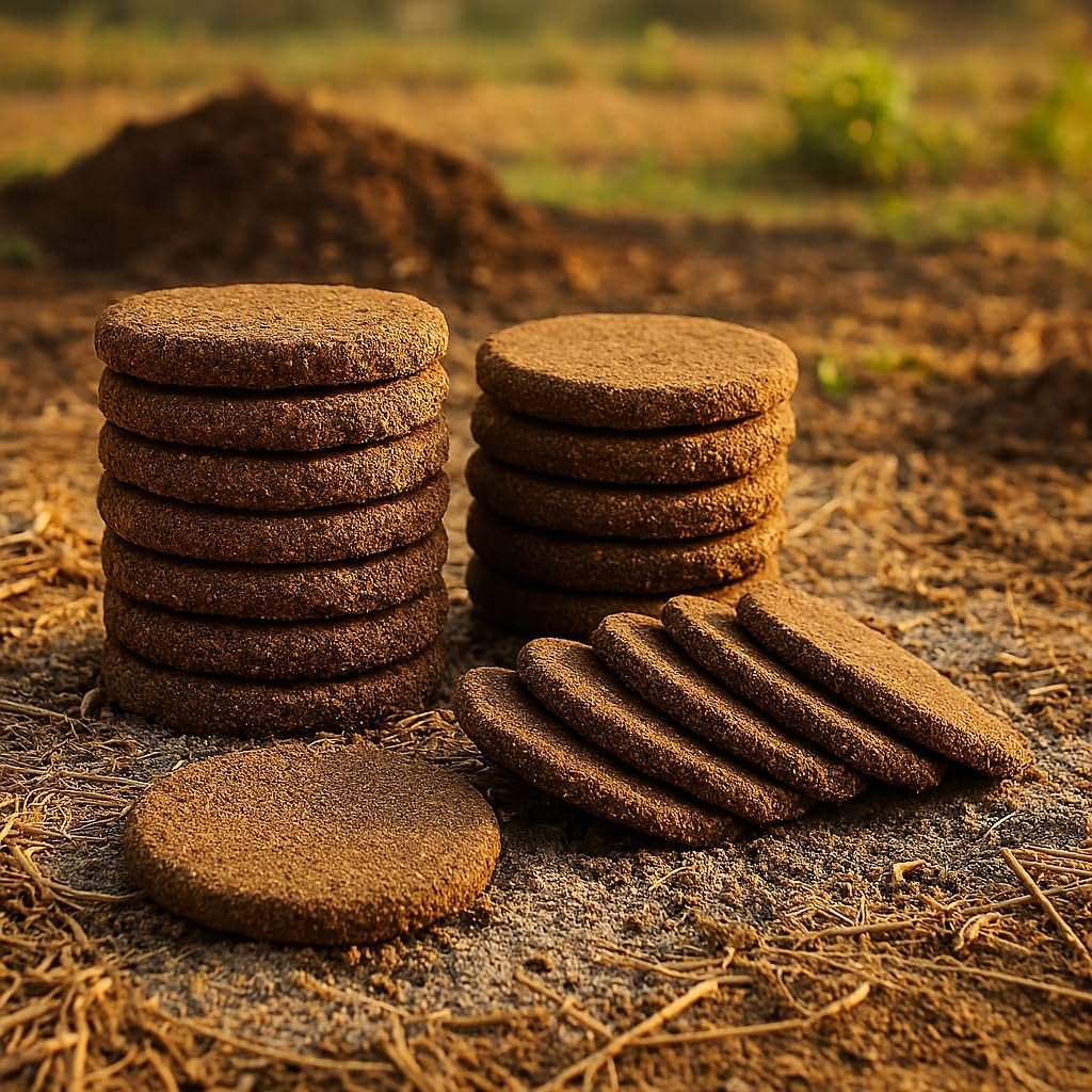 Cow Dung Cakes — export quality, packed in HDPE bags, India